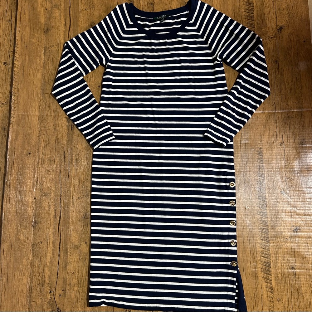 Ralph Lauren Navy and White Striped dress M